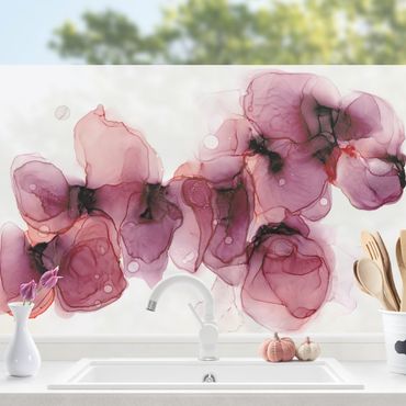 Fensterfolie - Sichtschutz - Wilde Blüten in Violett und Gold - Fensterbilder
