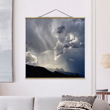 Stoffbild mit Posterleisten - Wilde Wolken - Quadrat 1:1