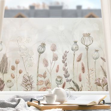 Fensterfolie - Sichtschutz - Zart getrocknete Herbstblumen - Fensterbilder