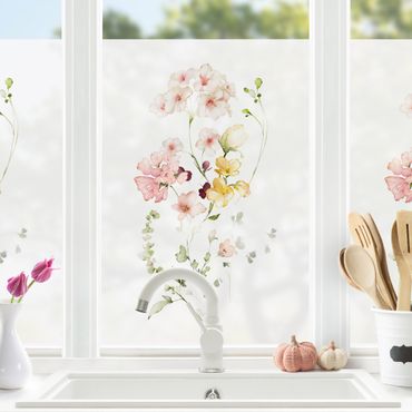 Fensterfolie - Sichtschutz - Zarte Blüten Rosa II - Fensterbilder