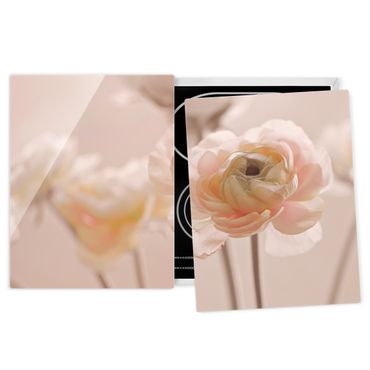Herdabdeckplatte Glas - Zarter Strauch an Rosa Blüten
