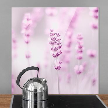 Spritzschutz Glas - Zartvioletter Lavendel - Quadrat 1:1