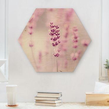 Hexagon Bild Holz - Zartvioletter Lavendel