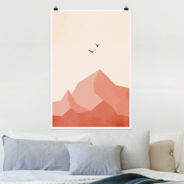 Poster - Zugspitze in Rosa Färbung - Hochformat 2:3