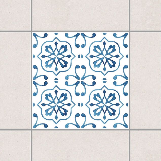Klebefliesen Retro Blau Weiß Muster Serie No.4