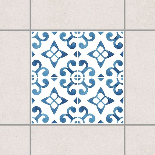 Fliesenfolie Retro Blau Weiß Muster Serie No.5
