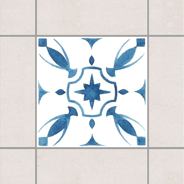 Fliesenfolie Vintage Muster Blau Weiß Serie No.1
