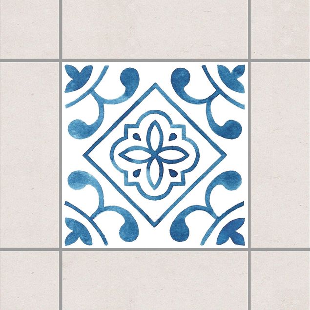 Klebefliesen Retro Muster Blau Weiß Serie No.2