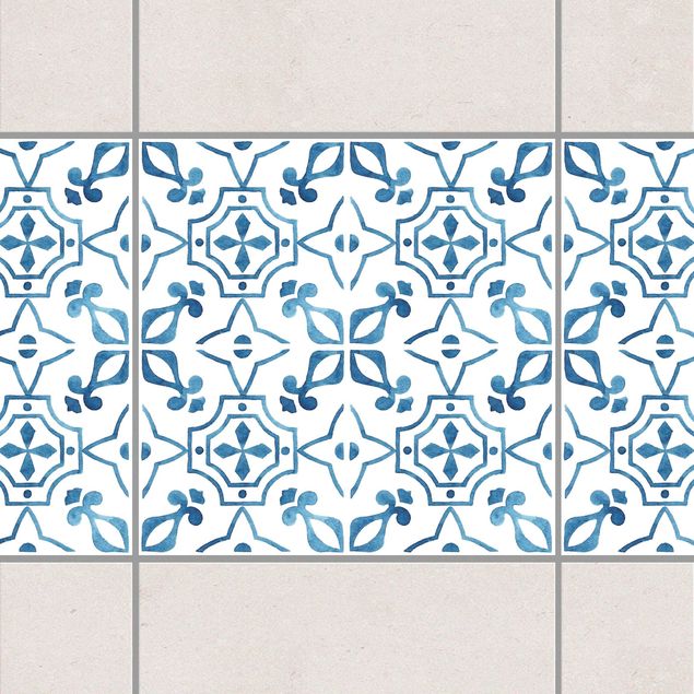 Fliesensticker Ornamente Blau Weiß Muster Serie No.9