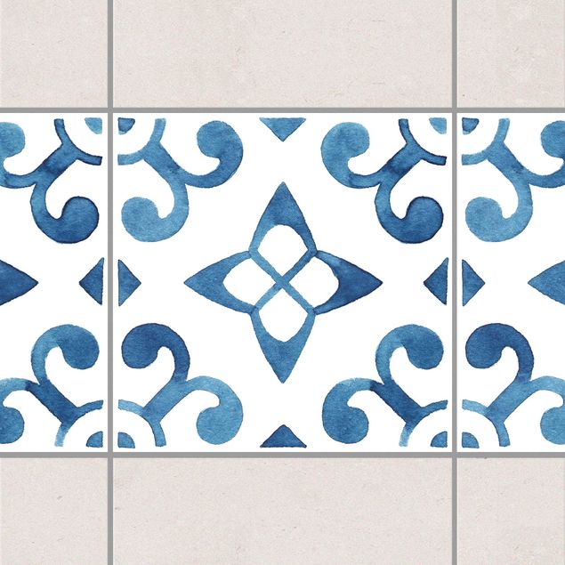 Fliesenfolie Ornamente Muster Blau Weiß Serie No.5