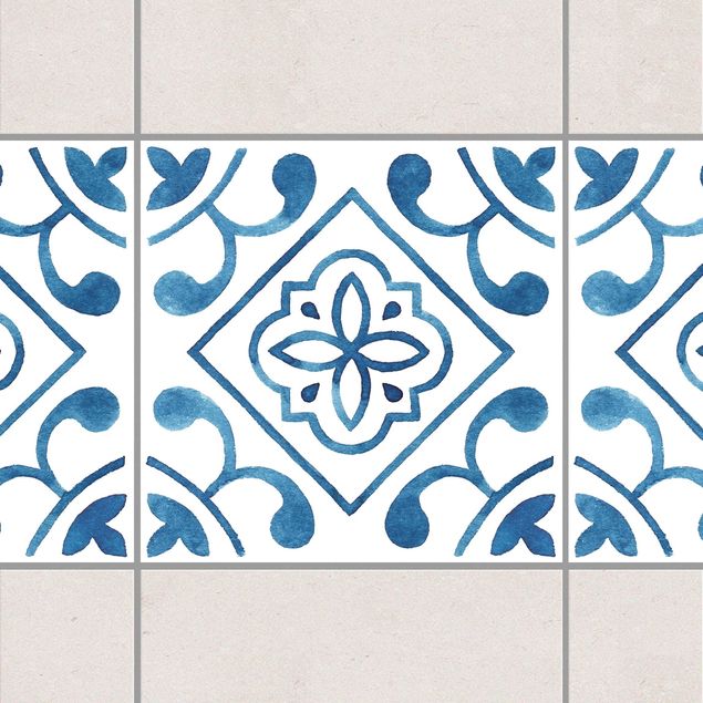 Fliesenaufkleber Ornamente Muster Blau Weiß Serie No.2