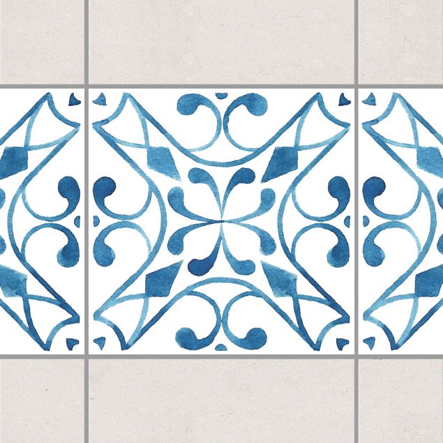 Fliesensticker Ornamente Muster Blau Weiß Serie No.3