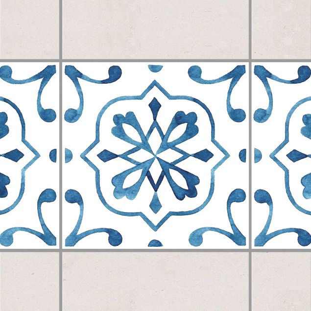 Fliesenaufkleber Ornamente Muster Blau Weiß Serie No.4