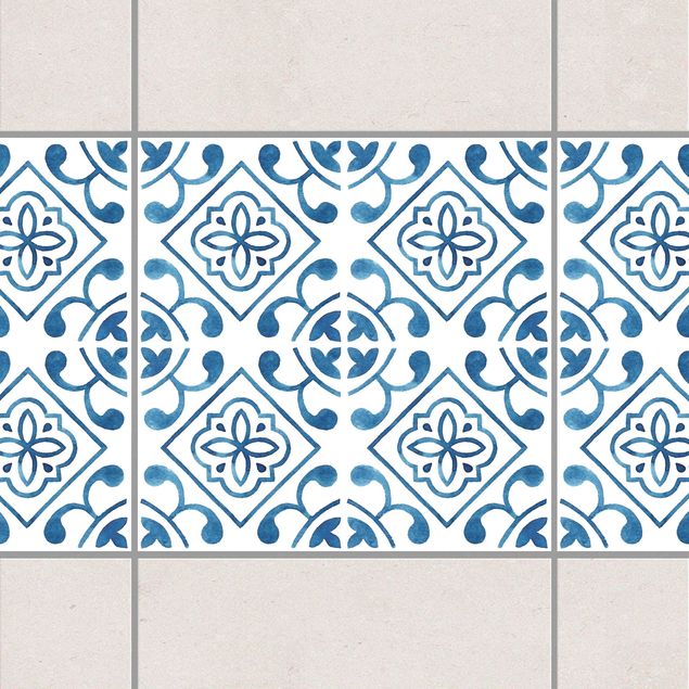 Fliesensticker Ornamente Blau Weiß Muster Serie No.2