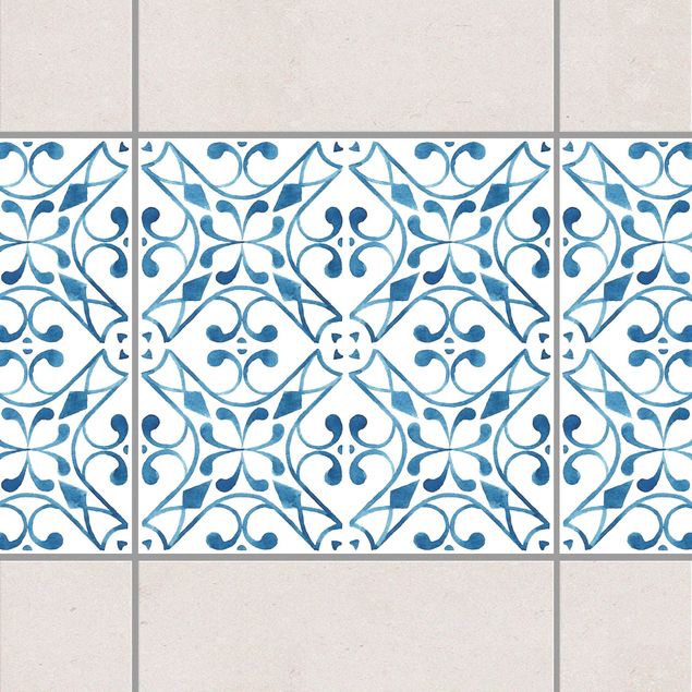 Fliesenaufkleber Ornamente Blau Weiß Muster Serie No.3