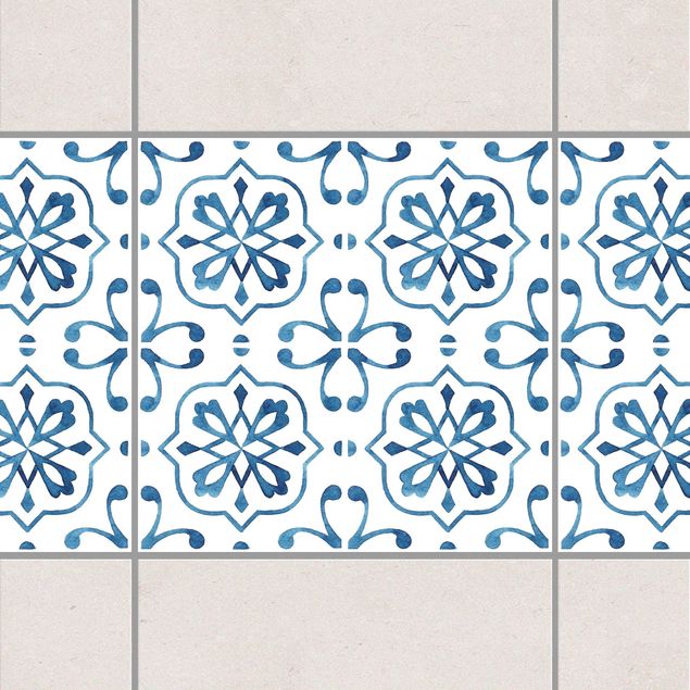 Fliesenaufkleber Ornamente Blau Weiß Muster Serie No.4