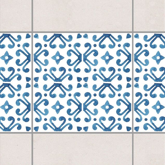 Fliesenfolie Ornamente Blau Weiß Muster Serie No.7