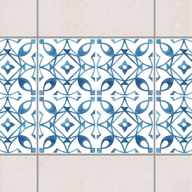 Fliesenfolie Ornamente Blau Weiß Muster Serie No.8
