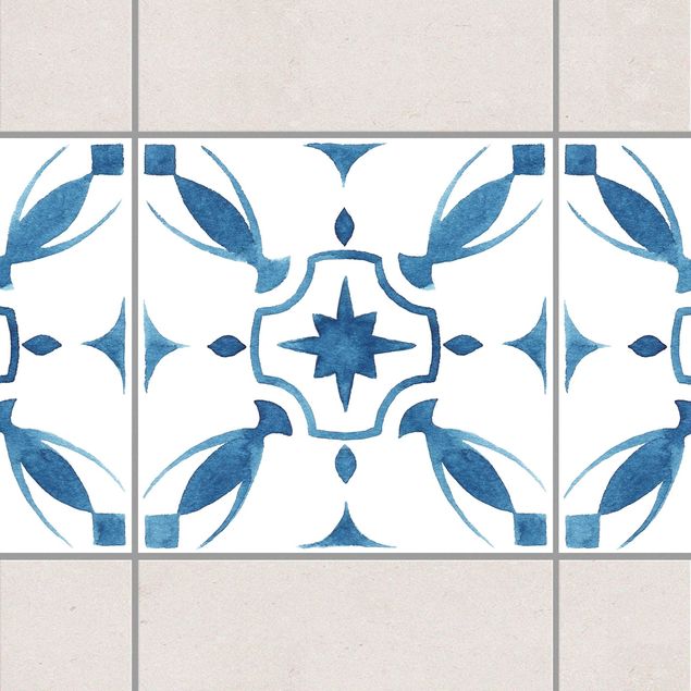 Fliesensticker Ornamente Muster Blau Weiß Serie No.1