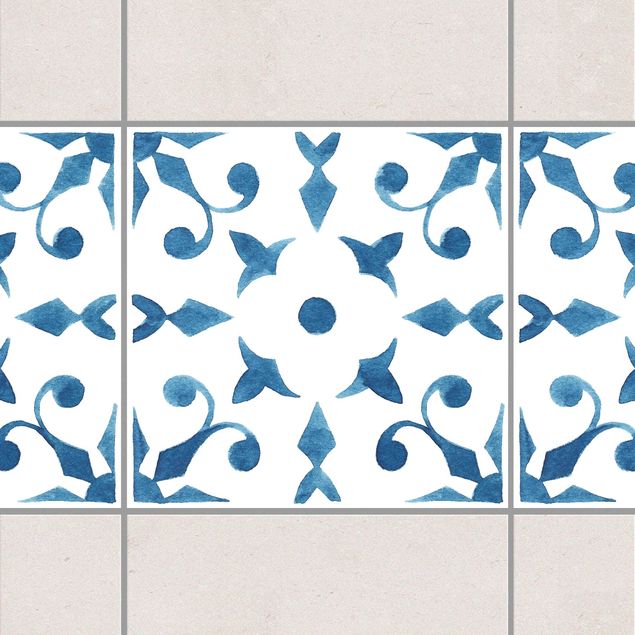 Fliesensticker Ornamente Muster Blau Weiß Serie No.6