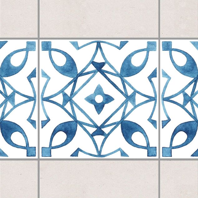 Fliesenaufkleber Ornamente Muster Blau Weiß Serie No.8