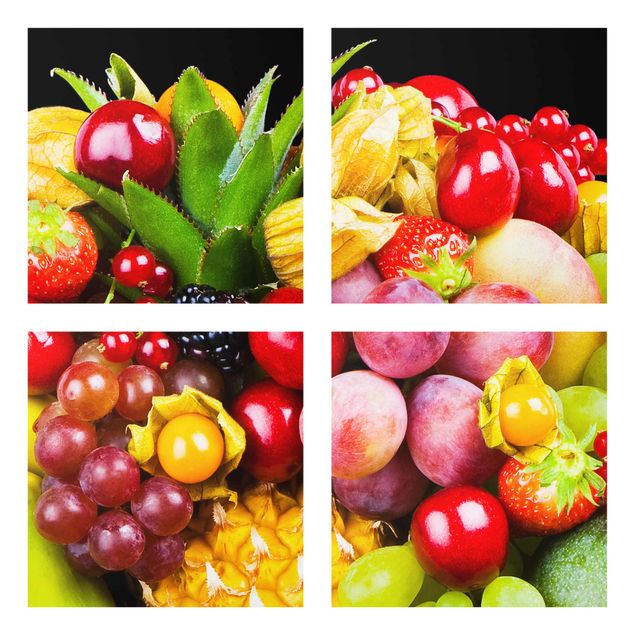 Glasbild mehrteilig - Fruit Bokeh 4-teilig