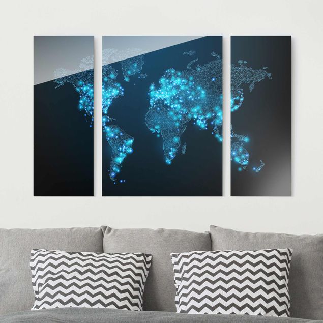 XXL Glasbilder Connected World Weltkarte