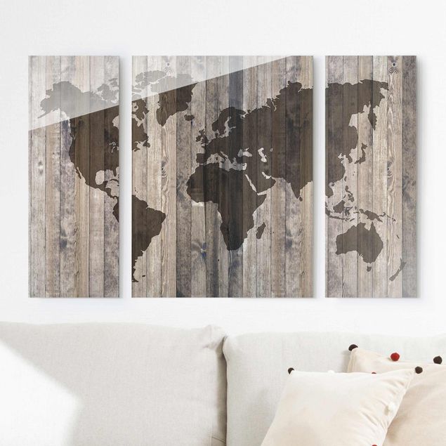 Wandbilder Holz Weltkarte