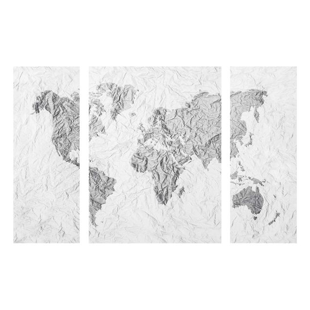 Bilder auf Glas Papier Weltkarte Weiß Grau