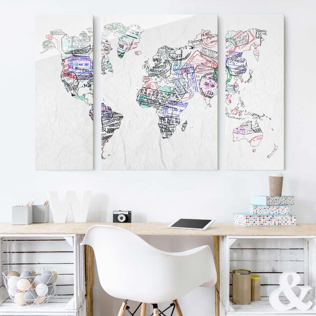 Glasbilder Sprüche Reisepass Stempel Weltkarte