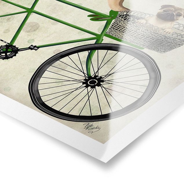 Poster - Radtour - Möpse auf Fahrrad - Hochformat 3:4