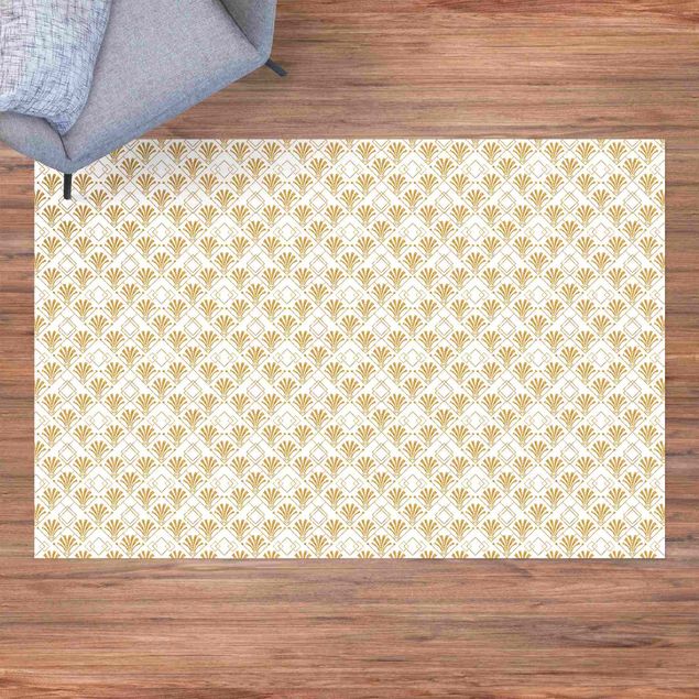 Teppich für Balkon Glitzeroptik mit Art Deco Muster in Gold