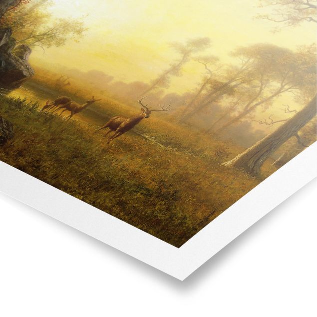 Poster - Albert Bierstadt - Sonnenbeschienene Lichtung - Hochformat 3:4
