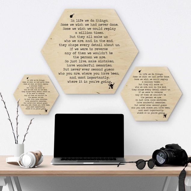 Hexagon Bild Holz - In life we do things