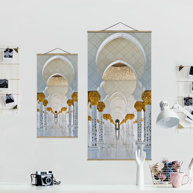 Stoffbild mit Posterleisten - Moschee in Abu Dhabi - Hochformat 1:2