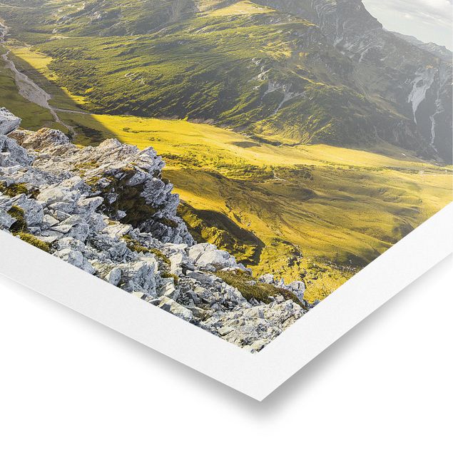 Poster - Berge und Tal der Lechtaler Alpen in Tirol - Quadrat 1:1