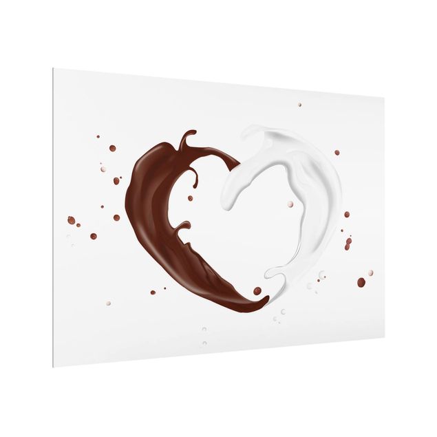 Glas Spritzschutz - Schokoladen Milch Herz - Querformat - 4:3