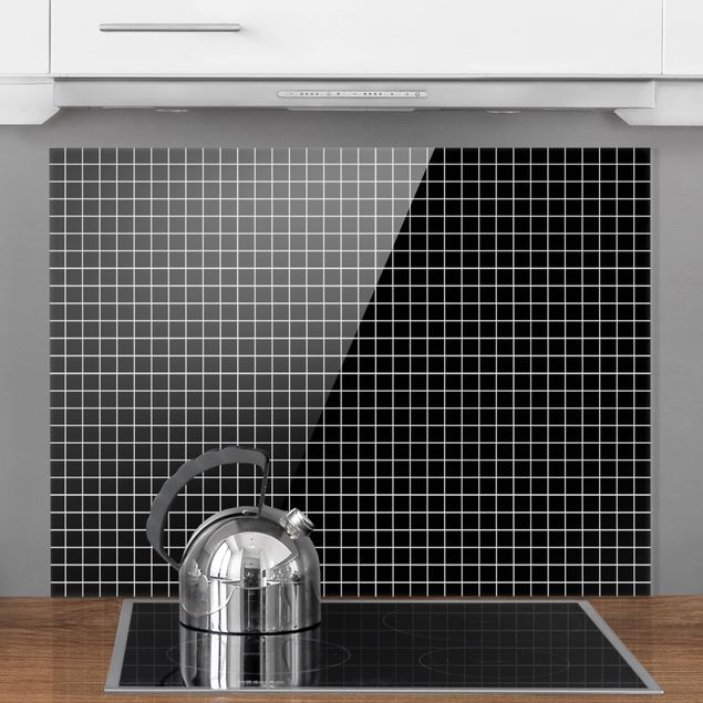 Glasrückwand Küche Muster Mosaikfliesen Schwarz Matt