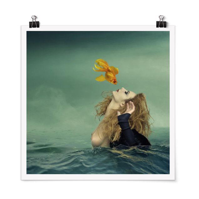 Poster - Kuss eines Goldfisches - Quadrat 1:1