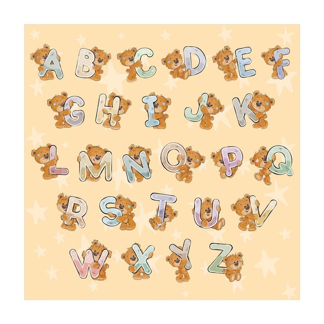 Vinyl-Teppich - Ich lerne das Alphabet mit Teddy von A bis Z - Quadrat 1:1