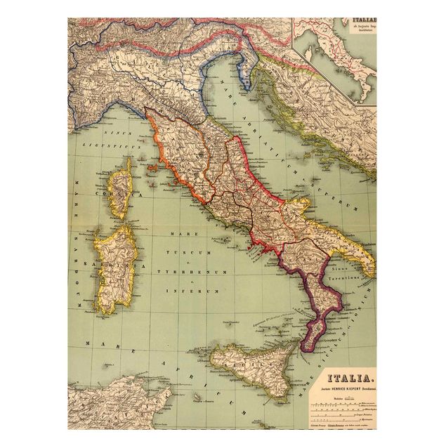 Magnettafel - Vintage Landkarte Italien - Hochformat 3:4