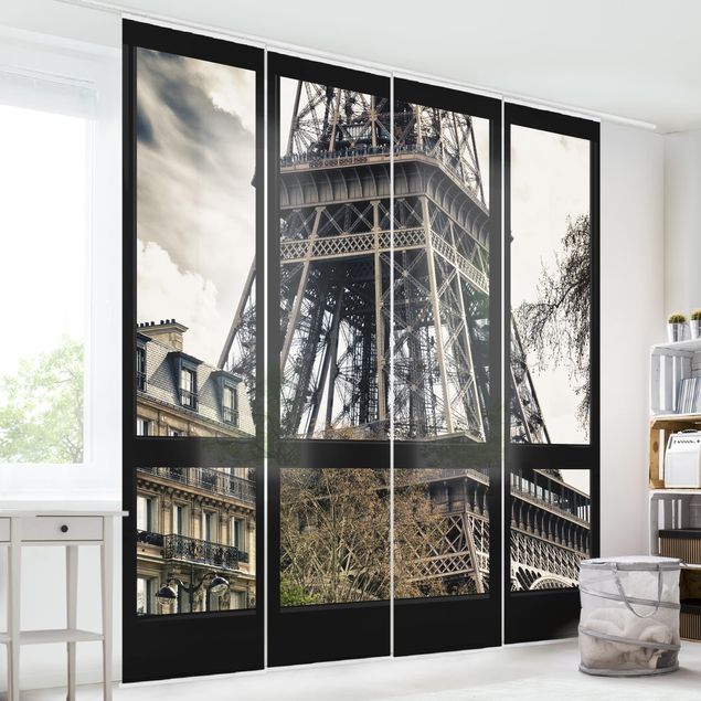 Schiebevorhang Skyline Fensterausblick Paris - Nahe am Eiffelturm