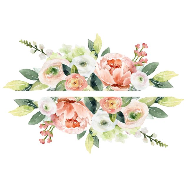 Wandtattoo - Aquarell Rosa Blüten Wiese XXL