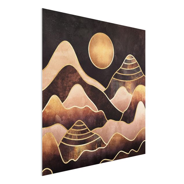 schöne Bilder Goldene Sonne abstrakte Berge