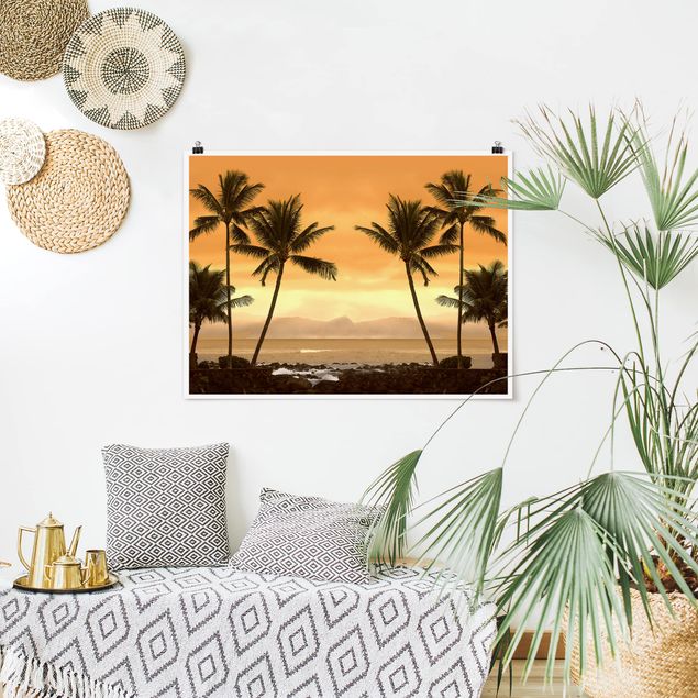 Poster Landschaft Caribbean Sunset II