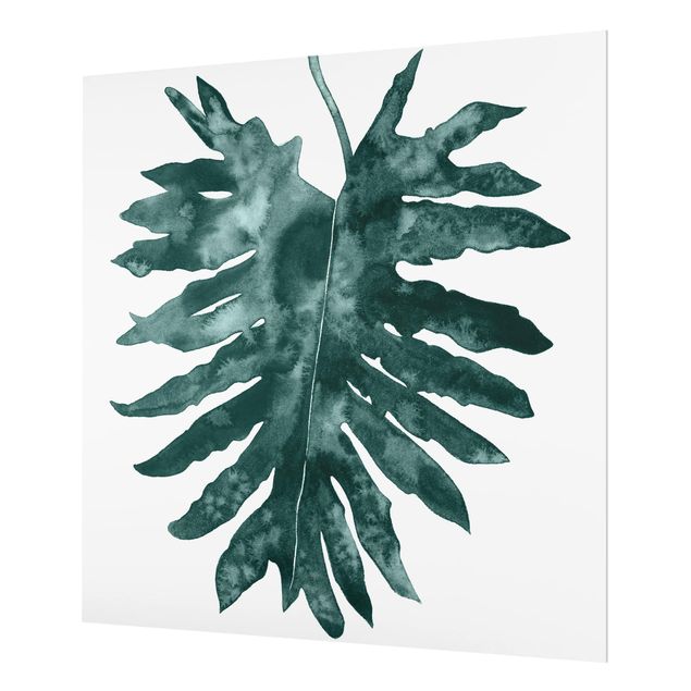 Glas Spritzschutz - Smaragdgrüner Philodendron Bipinnatifidum - Quadrat - 1:1