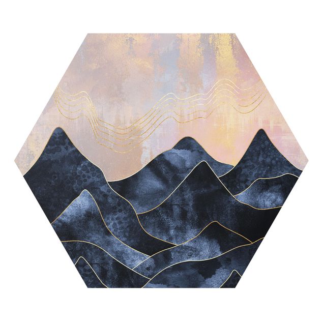 Hexagon Bild Forex - Goldene Dämmerung über Gebirge