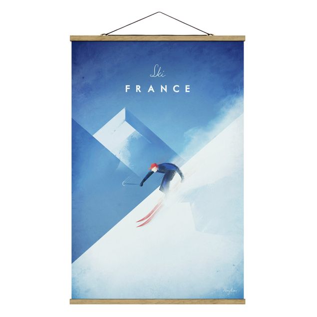 Stoffbild mit Posterleisten - Reiseposter - Ski in Frankreich - Hochformat 2:3