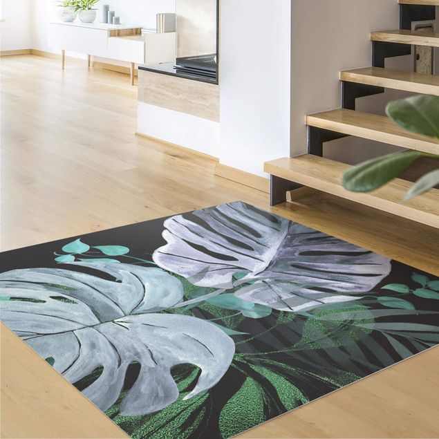 Teppich modern Aquarell Tropisches Arrangement Farbenspiel