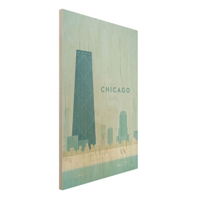 Holzbilder Syklines Reiseposter - Chicago